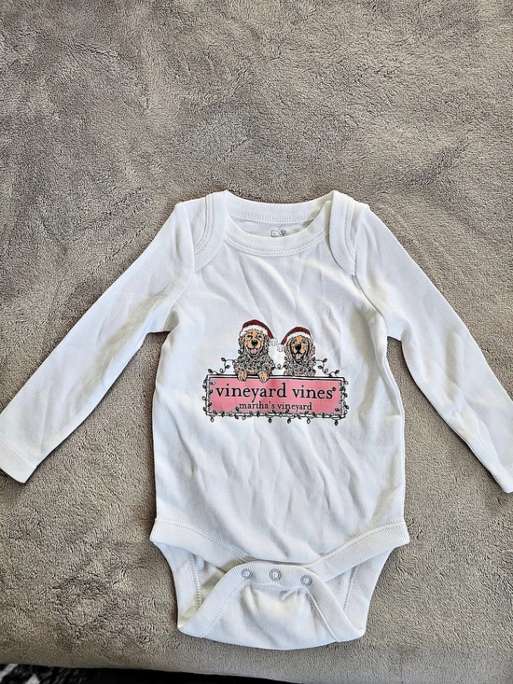 vineyard vines Holiday Christmas Dogs Long Sleeve Bodysuit White